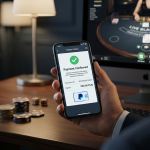 Smartfon z potwierdzeniem płatności PayPal w nowoczesnym kasynie online